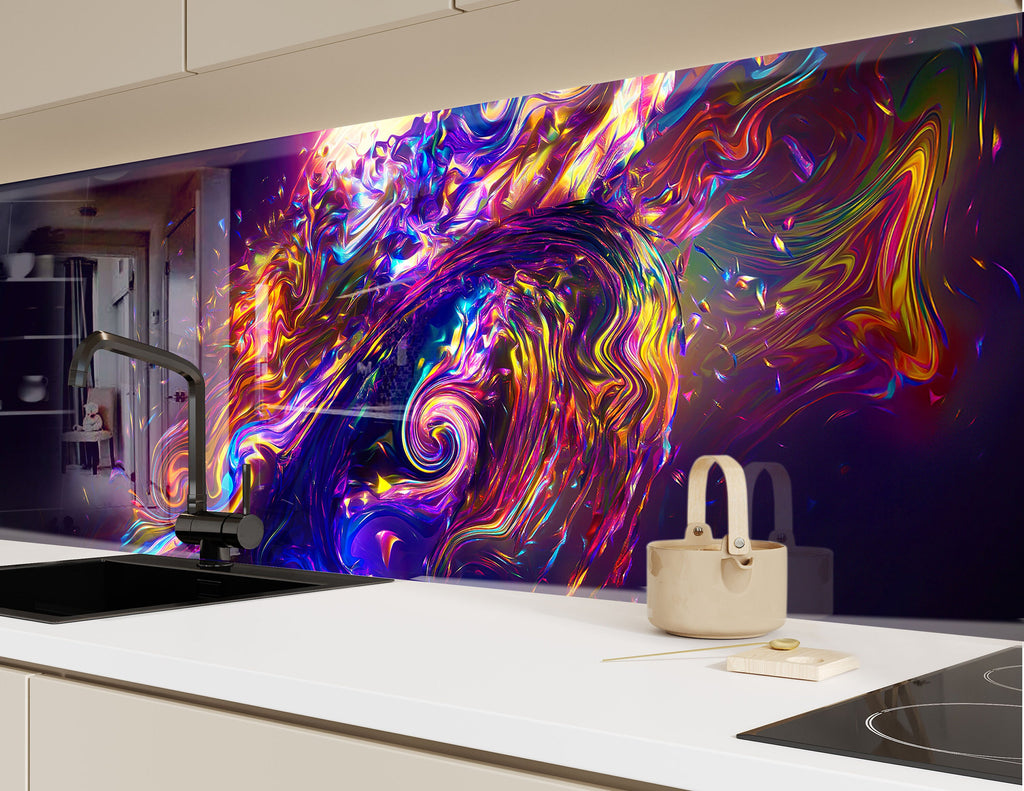 Abstract Tempered Glass Backsplash-BacksplashArtworks