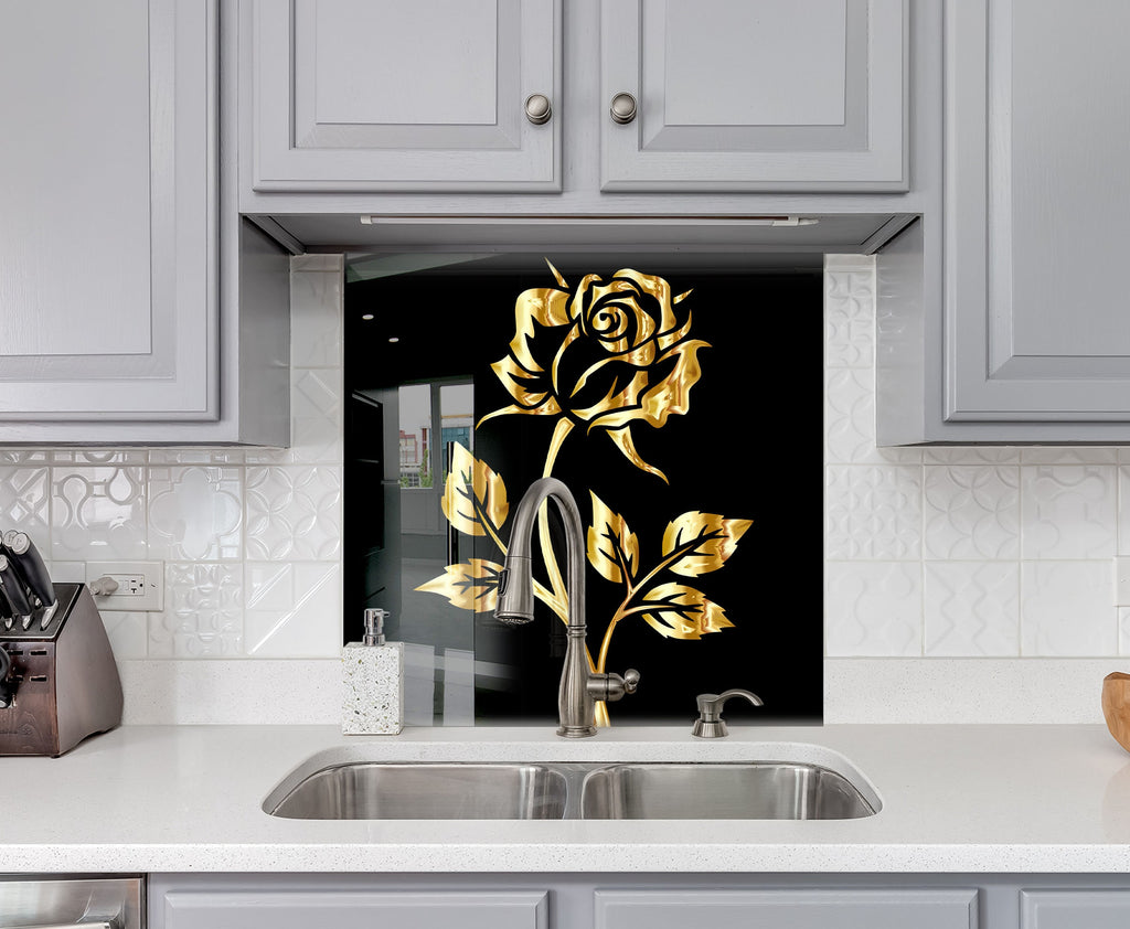 Botanical Floral Tempered Glass Backsplash-BacksplashArtworks