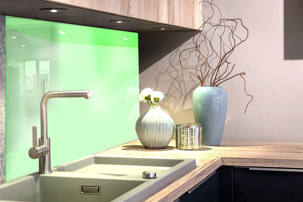 Ghost Green - Tempered Glass Kitchen Backsplash-BacksplashArtworks