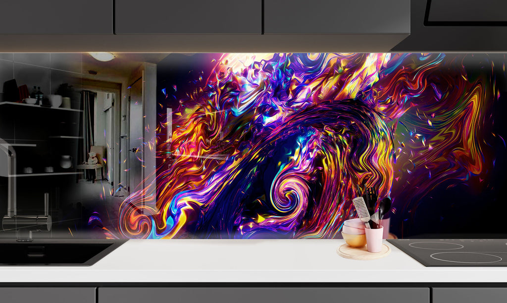 Abstract Tempered Glass Backsplash-BacksplashArtworks