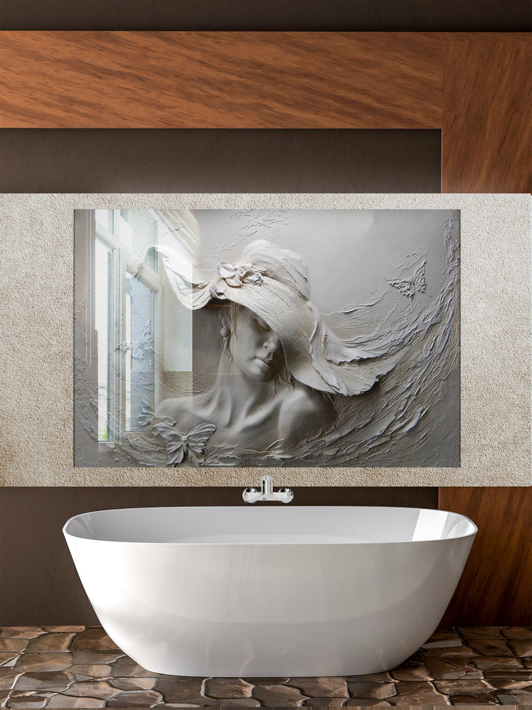 Elegant Textured Lady - Glass Kitchen Backsplash-BacksplashArtworks