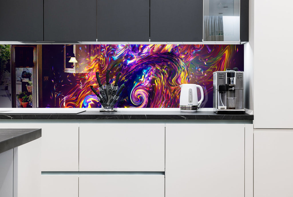 Abstract Tempered Glass Backsplash-BacksplashArtworks
