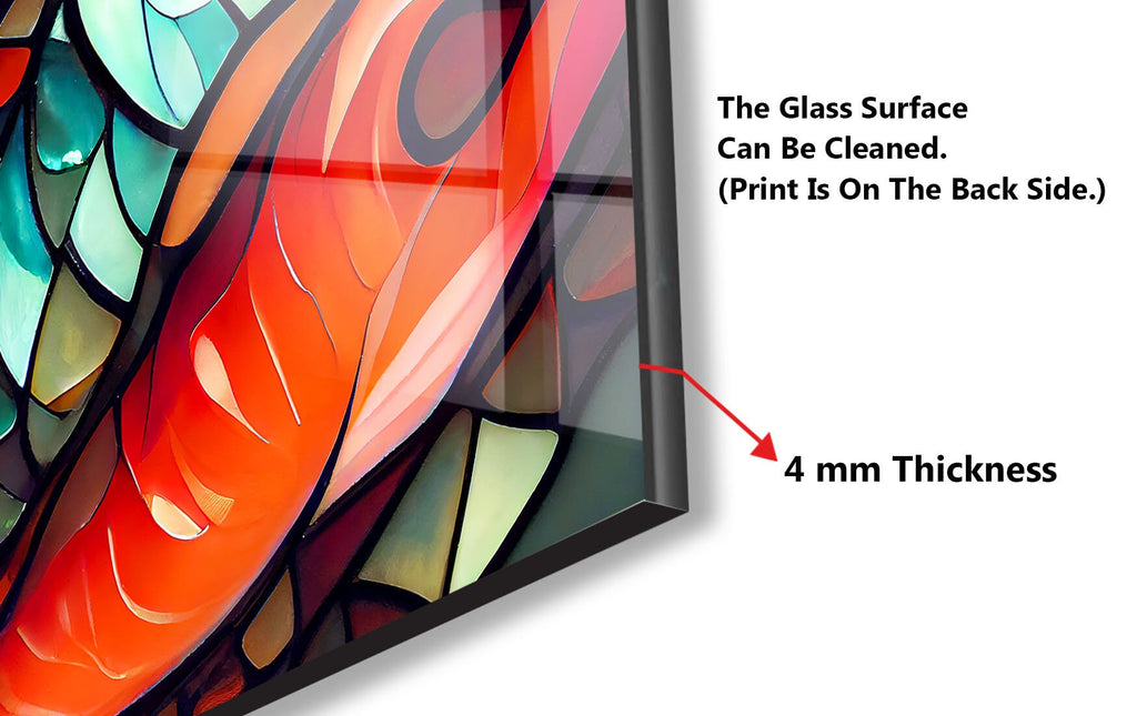 Koi Fish Stained - Glass Kitchen Backsplash-BacksplashArtworks