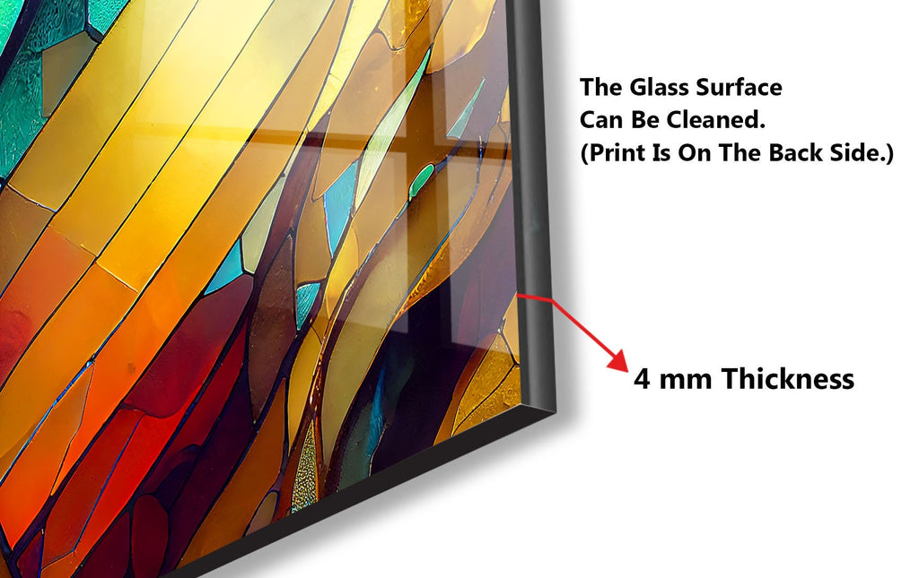 Golden & Blue Stained - Glass Kitchen Backsplash-BacksplashArtworks