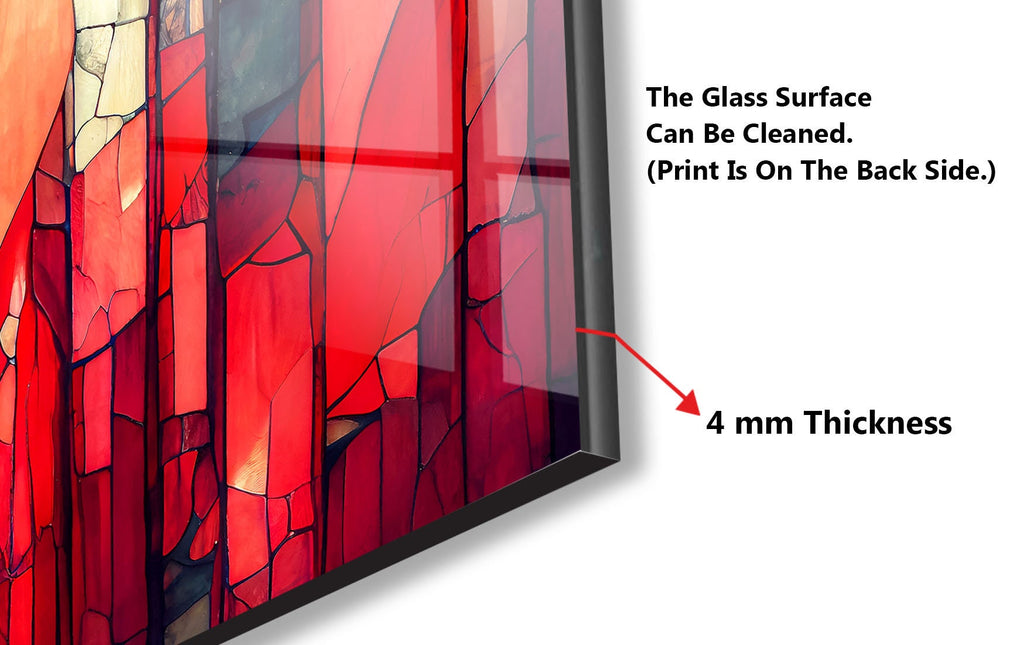 Crimson Cathedral Stained - Glass Kitchen Backsplash-BacksplashArtworks
