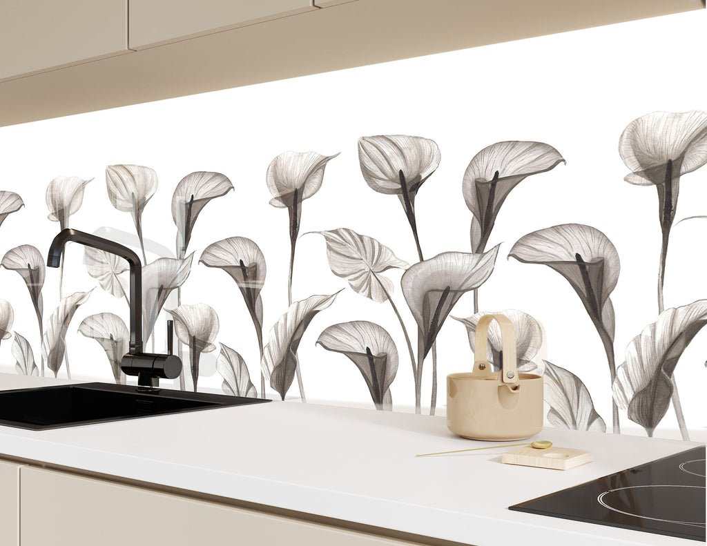 Botanical Floral Tempered Glass Backsplash-BacksplashArtworks