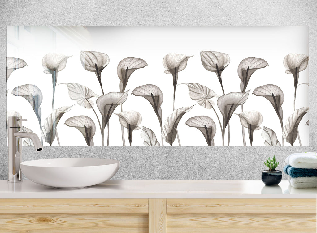 Botanical Floral Tempered Glass Backsplash-BacksplashArtworks