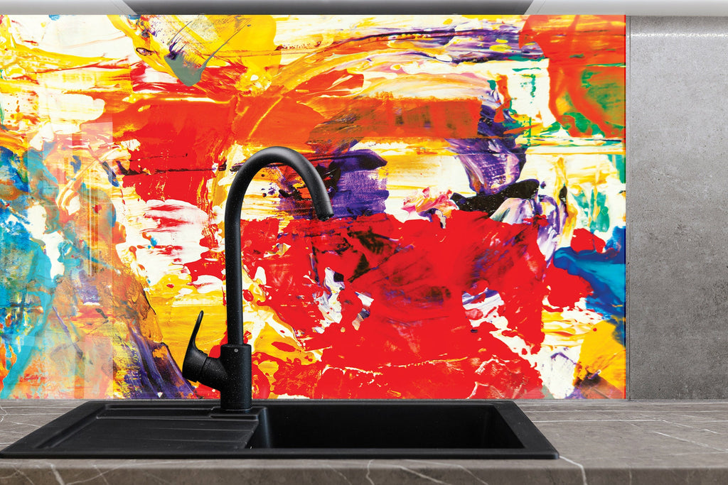 Abstract Tempered Glass Backsplash-BacksplashArtworks