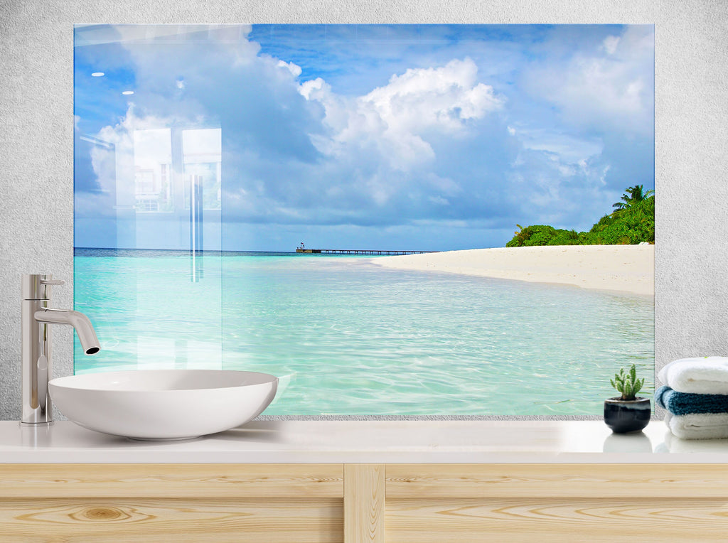 Tropical Beach Paradise Wall Art – Tempered Glass Kitchen Backsplash-BacksplashArtworks