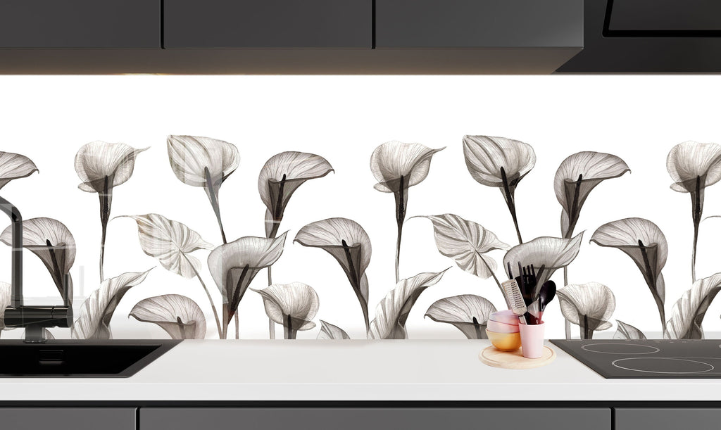 Botanical Floral Tempered Glass Backsplash-BacksplashArtworks
