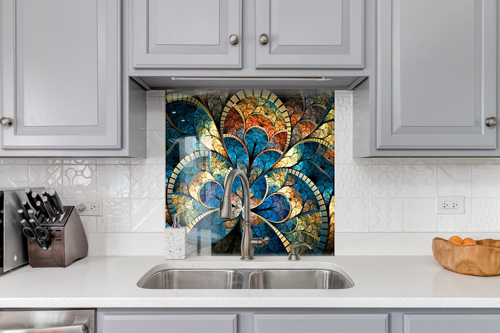 Abstract Tempered Glass Backsplash-BacksplashArtworks