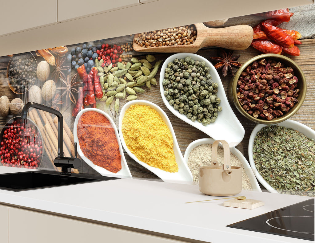 Spice Bomb - Glass Kitchen Backsplash-BacksplashArtworks