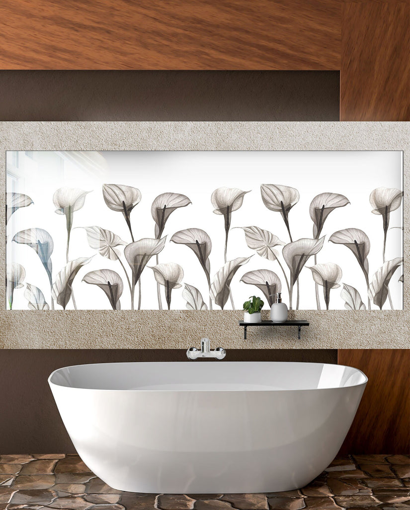 Botanical Floral Tempered Glass Backsplash-BacksplashArtworks