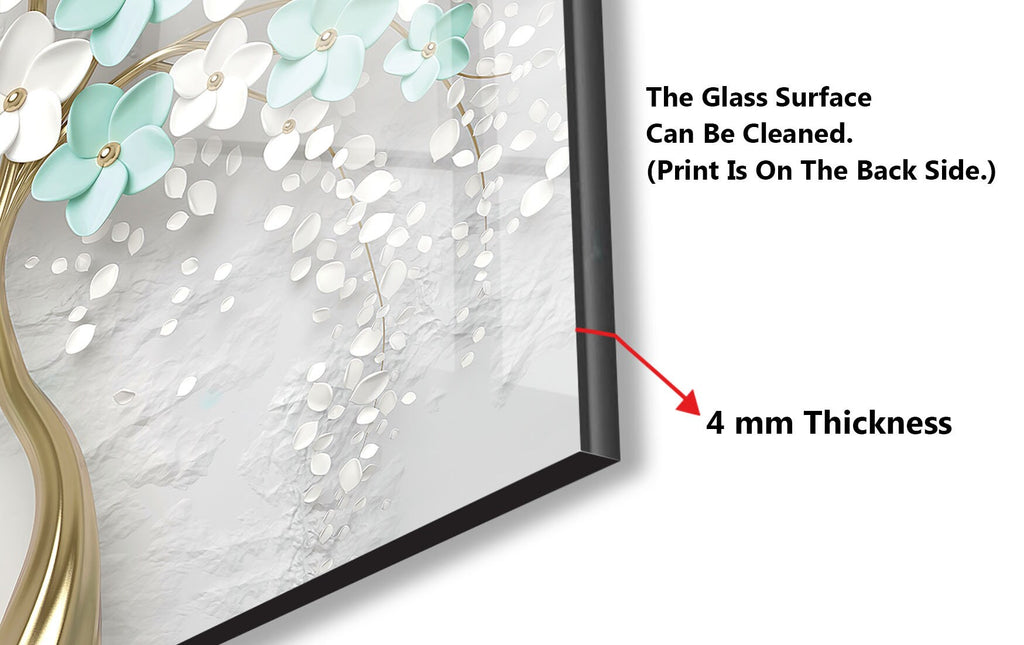 Botanical Floral Tempered Glass Backsplash-BacksplashArtworks