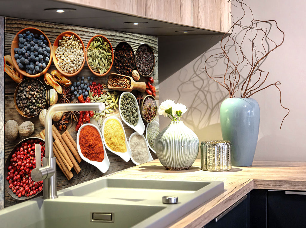 Spice Bomb - Glass Kitchen Backsplash-BacksplashArtworks