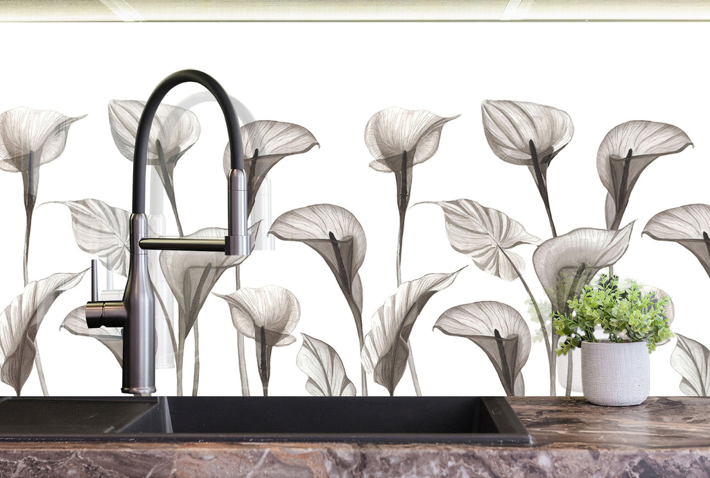 Botanical Floral Tempered Glass Backsplash-BacksplashArtworks