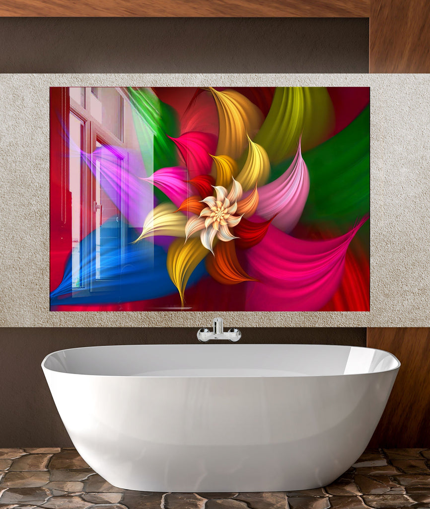 Floral Tempered Glass Backsplash-BacksplashArtworks