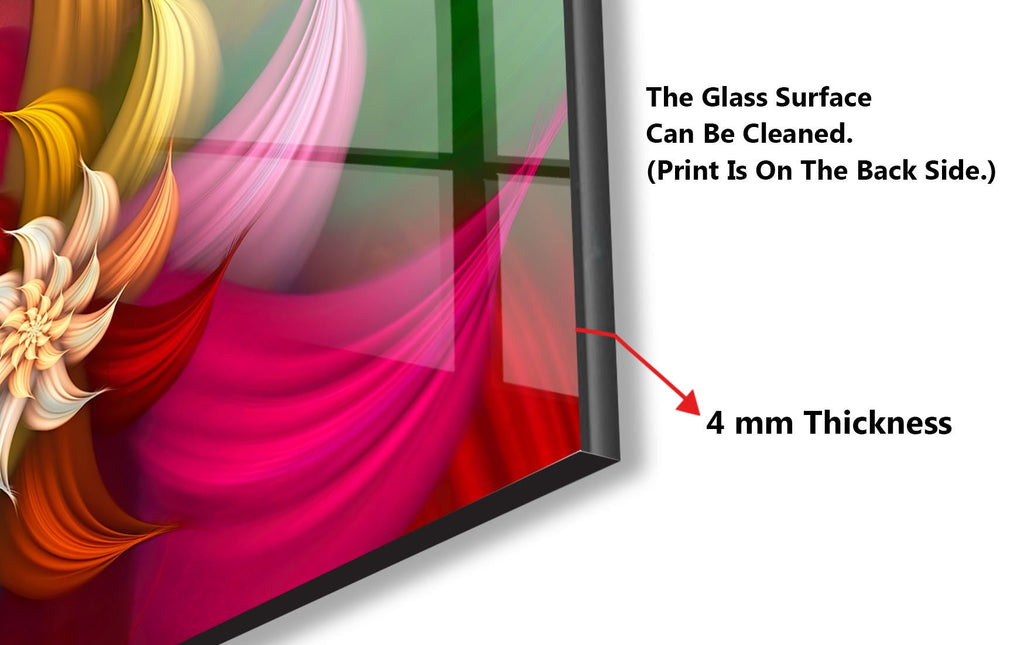Floral Tempered Glass Backsplash-BacksplashArtworks