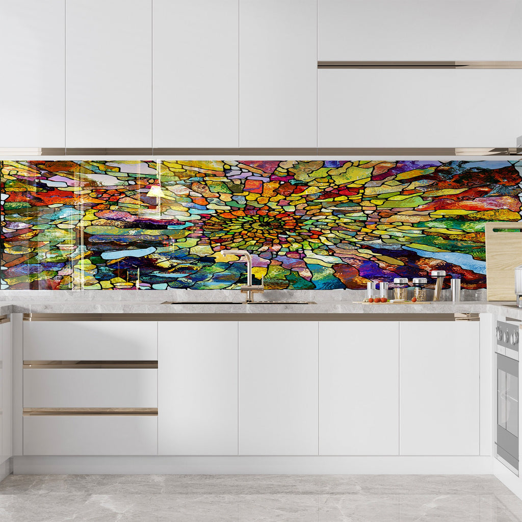 Abstract Tempered Glass Backsplash-BacksplashArtworks