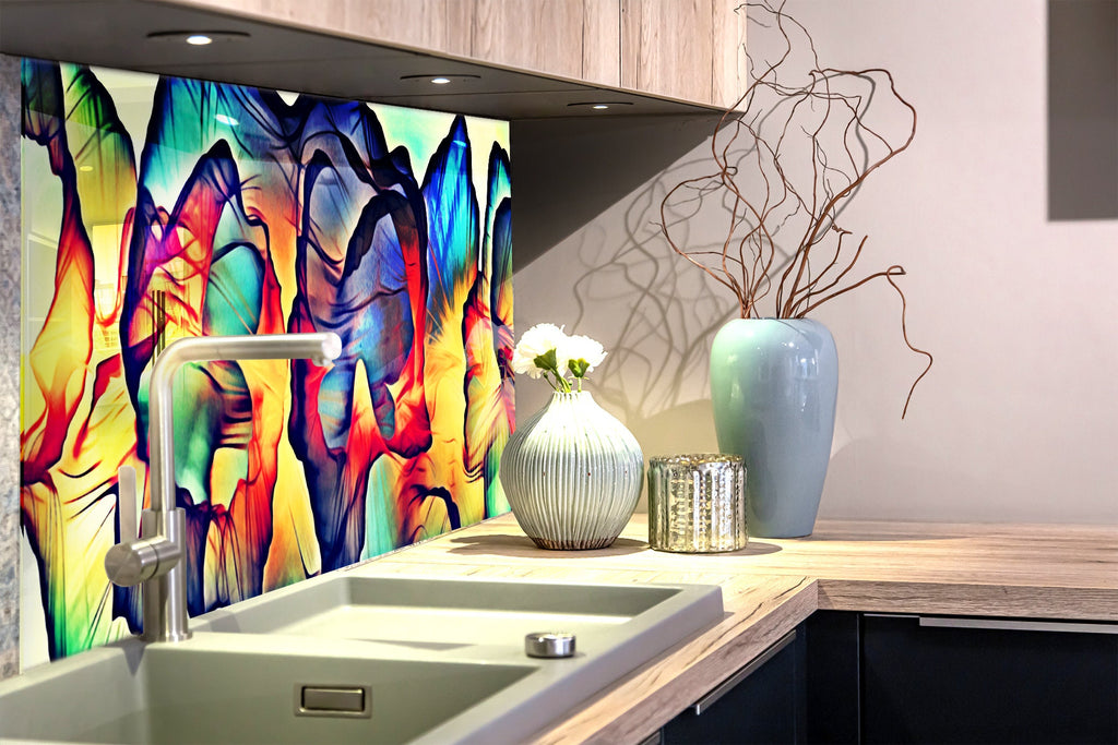 Abstract Skull Art - Glass Kitchen Backsplash-BacksplashArtworks