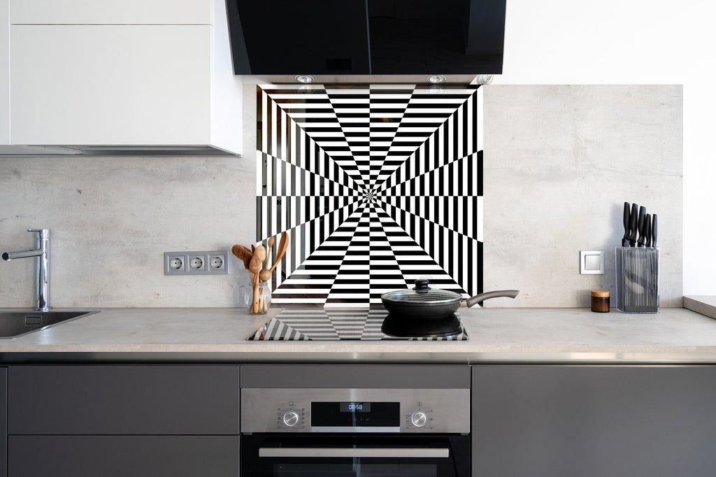 Optical Illusion - Glass Kitchen Backsplash-BacksplashArtworks