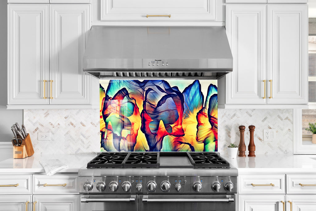 Abstract Skull Art - Glass Kitchen Backsplash-BacksplashArtworks