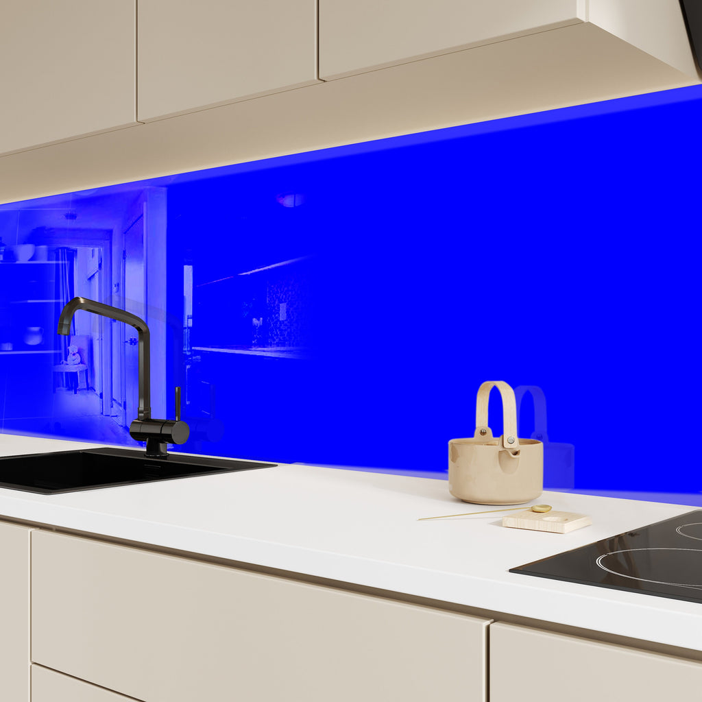 Blue - Tempered Glass Kitchen Backsplash-BacksplashArtworks