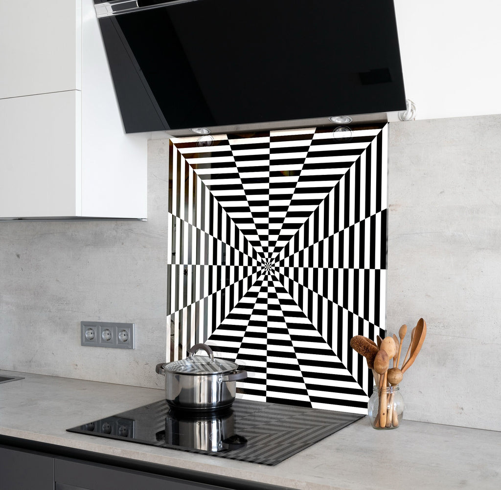 Optical Illusion - Glass Kitchen Backsplash-BacksplashArtworks