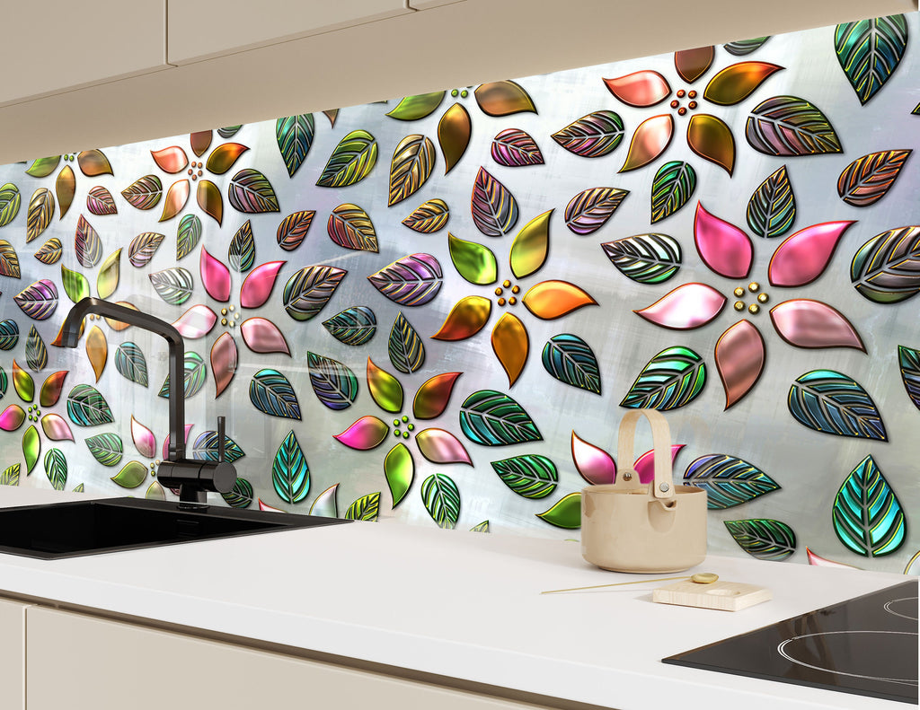 Leafs Tempered Glass Backsplash-BacksplashArtworks