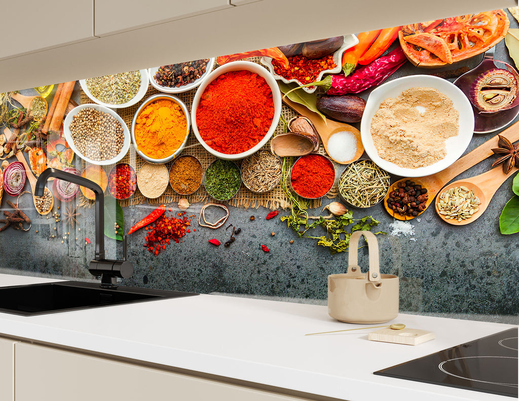 Exotic Spice Market - Glass Kitchen Backsplash-BacksplashArtworks