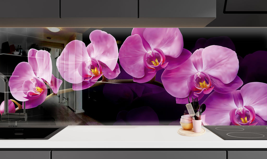 Purple Orchid Tempered Glass Backsplash-BacksplashArtworks
