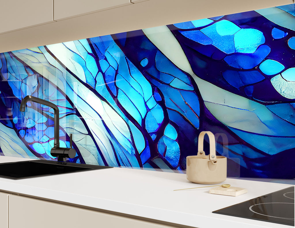 Ocean Wave Stained Wall Art - Glass Kitchen Backsplash-BacksplashArtworks