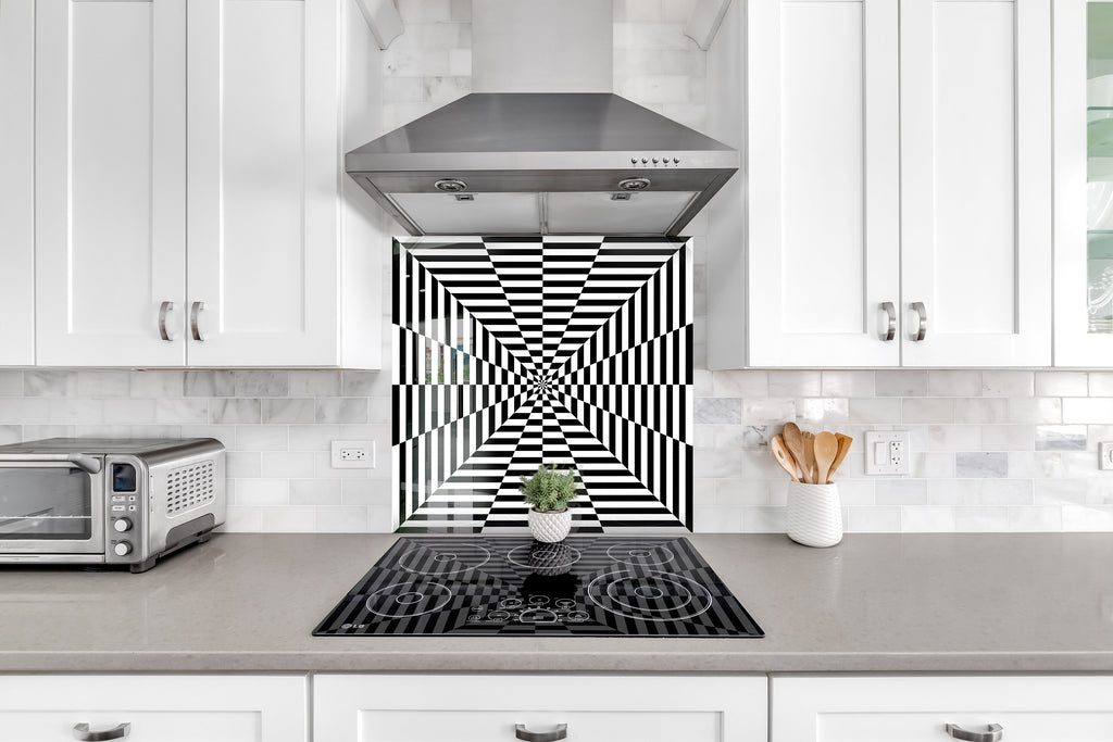 Optical Illusion - Glass Kitchen Backsplash-BacksplashArtworks