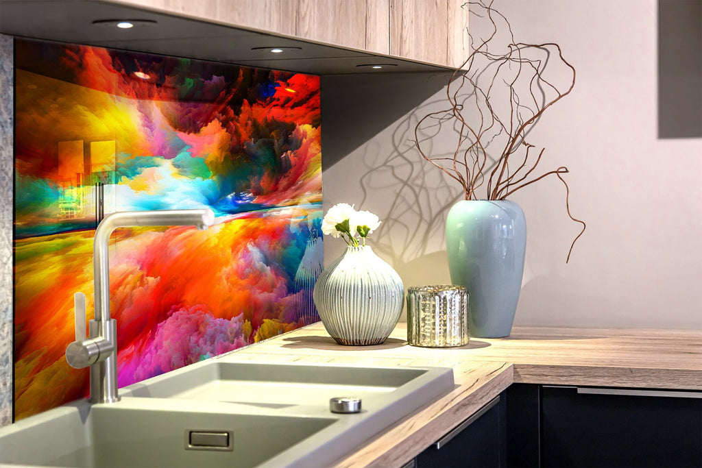 Abstract Tempered Glass Backsplash-BacksplashArtworks