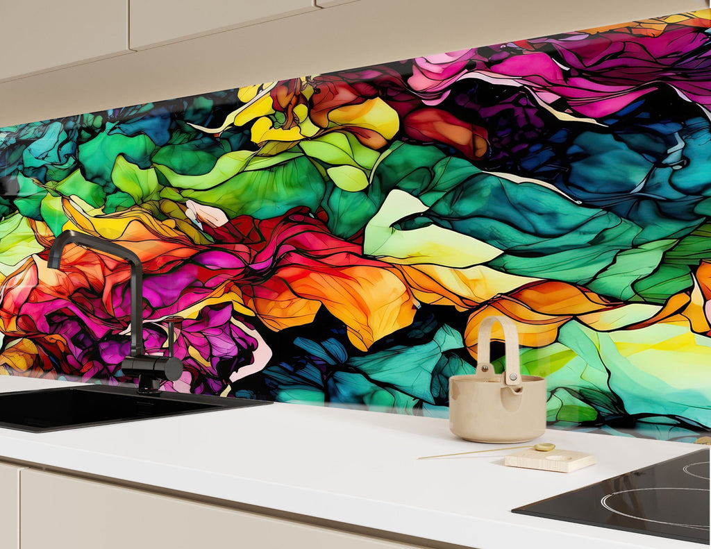 Modern Artistic Design - Glass Kitchen Backsplash-BacksplashArtworks