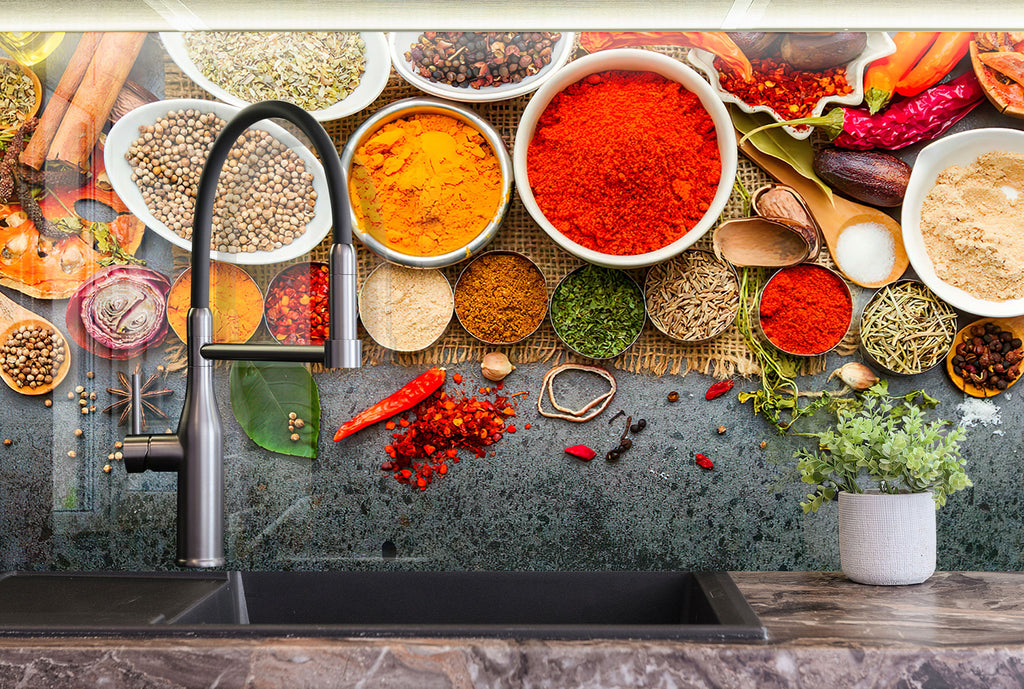 Exotic Spice Market - Glass Kitchen Backsplash-BacksplashArtworks