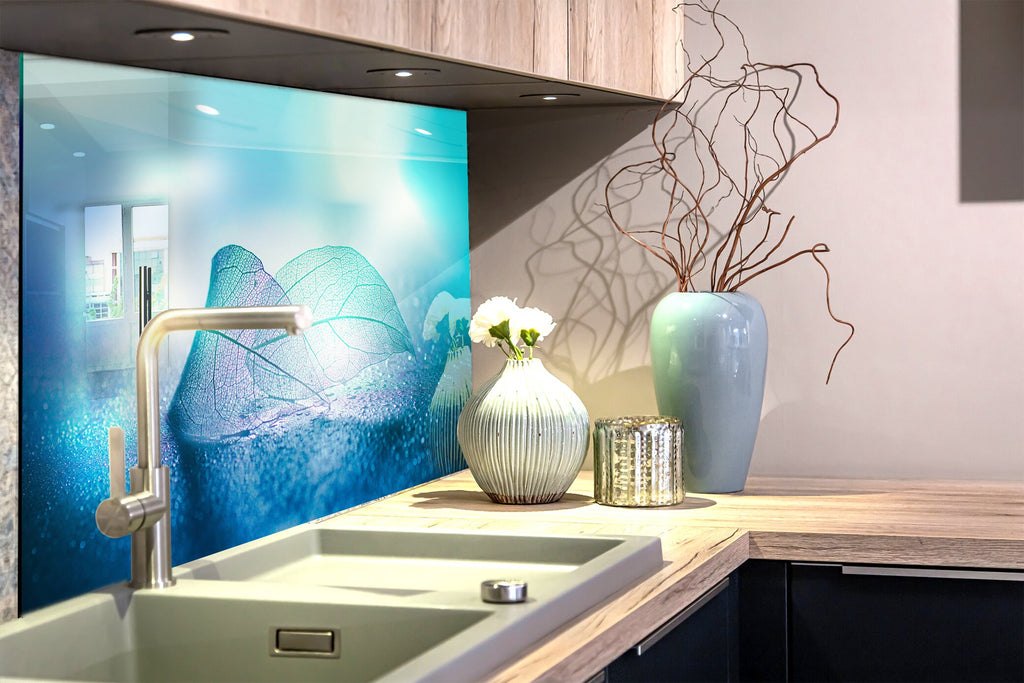 Botanical Floral Tempered Glass Backsplash-BacksplashArtworks