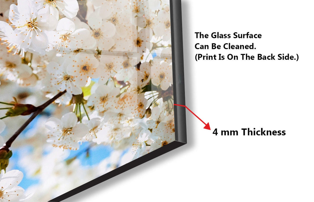 Botanical Floral Tempered Glass Backsplash-BacksplashArtworks