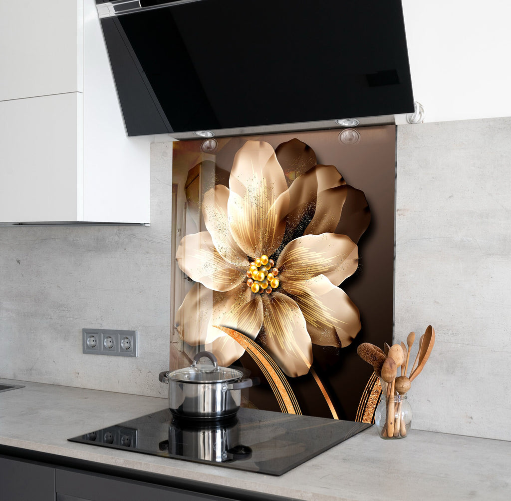 White Flower Tempered Glass Backsplash-BacksplashArtworks