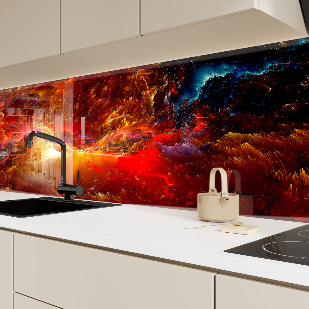 Abstract Tempered Glass Backsplash-BacksplashArtworks