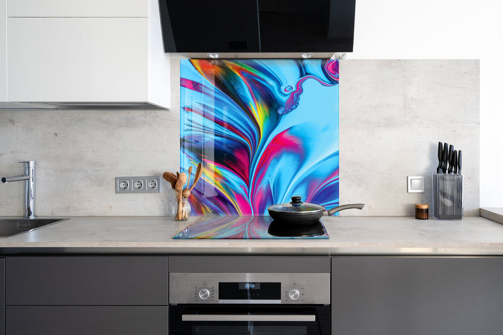 Abstract Tempered Glass Backsplash-BacksplashArtworks