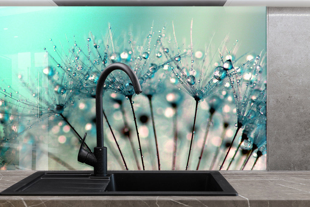 Botanical Floral Tempered Glass Backsplash-BacksplashArtworks