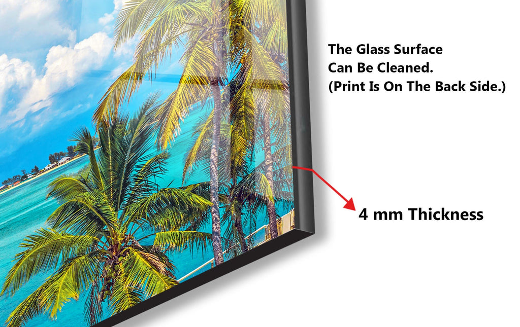 Tropical Palm Trees Ocean View Wall Art – Glass Backsplash-BacksplashArtworks