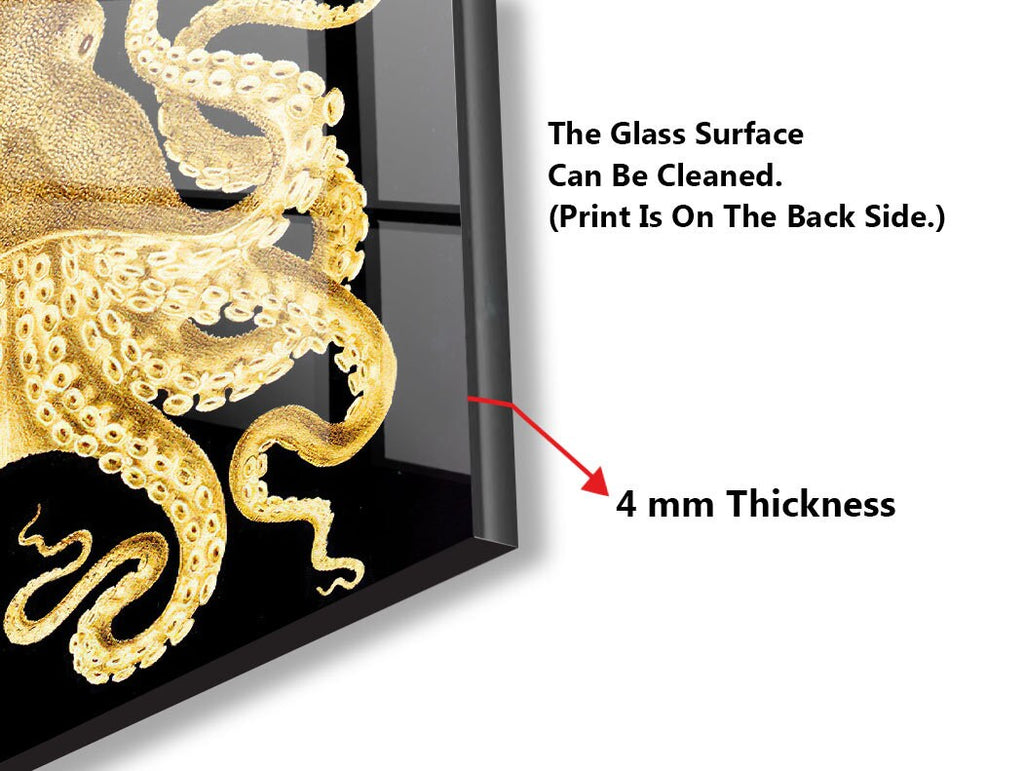 Golden Octopus – Luxury Glass Kitchen Backsplash-BacksplashArtworks
