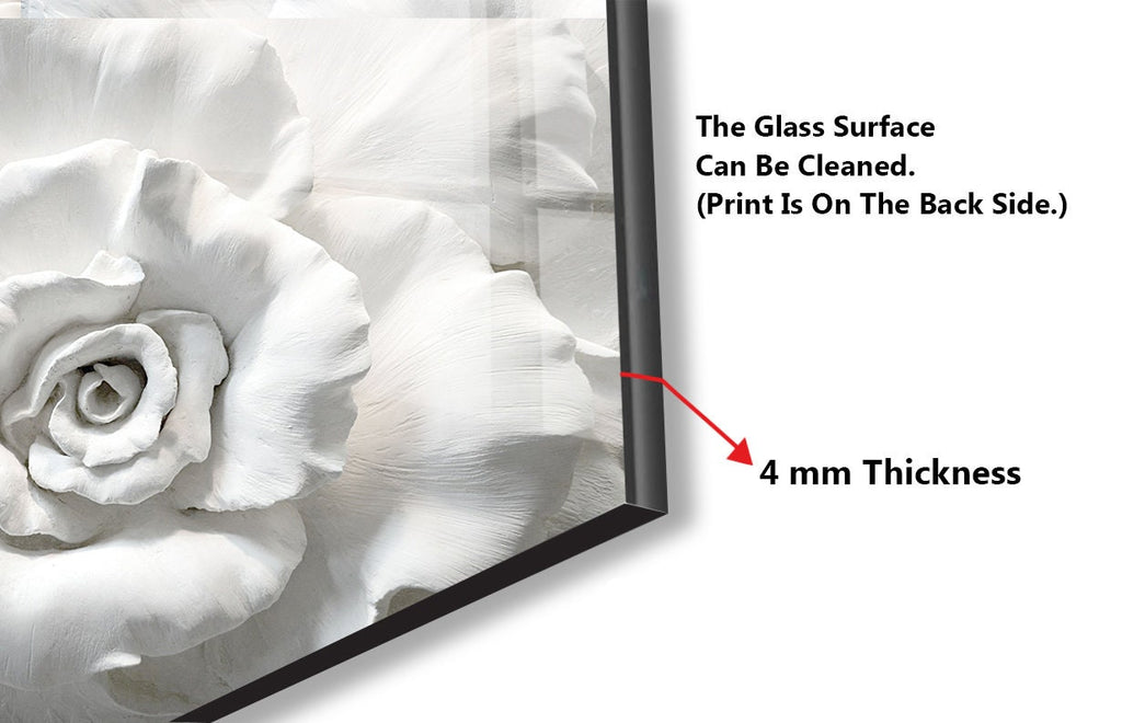 White Rose Tempered Glass Backsplash-BacksplashArtworks
