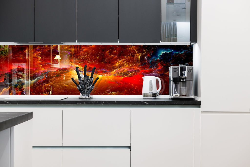 Abstract Tempered Glass Backsplash-BacksplashArtworks