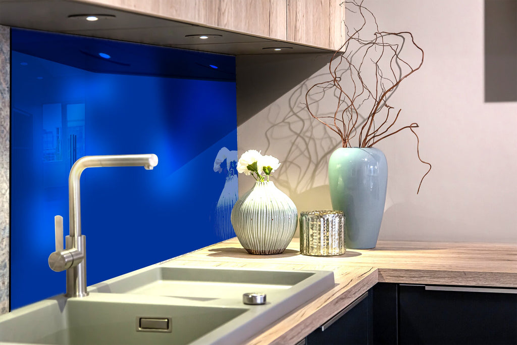 Navy Blue - Tempered Glass Kitchen Backsplash-BacksplashArtworks