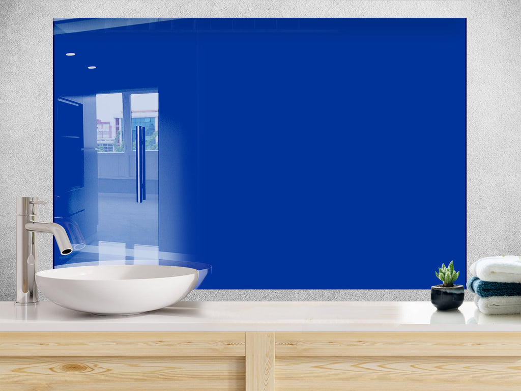 Navy Blue - Tempered Glass Kitchen Backsplash-BacksplashArtworks