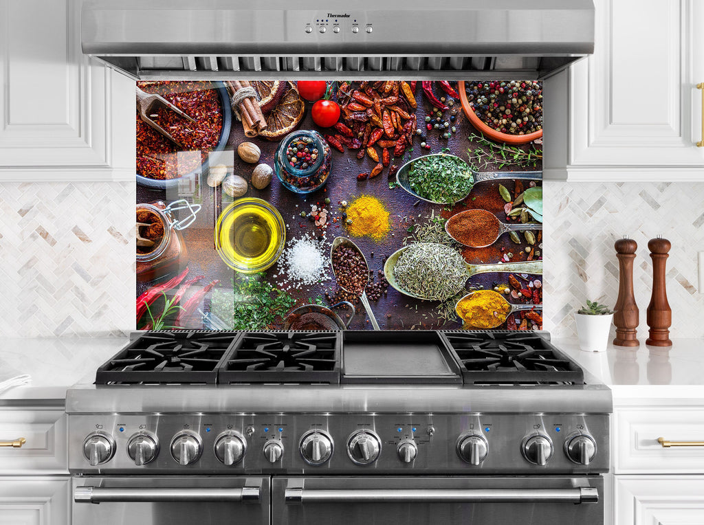 Mediterranean Spice Infusion - Glass Kitchen Backsplash-BacksplashArtworks