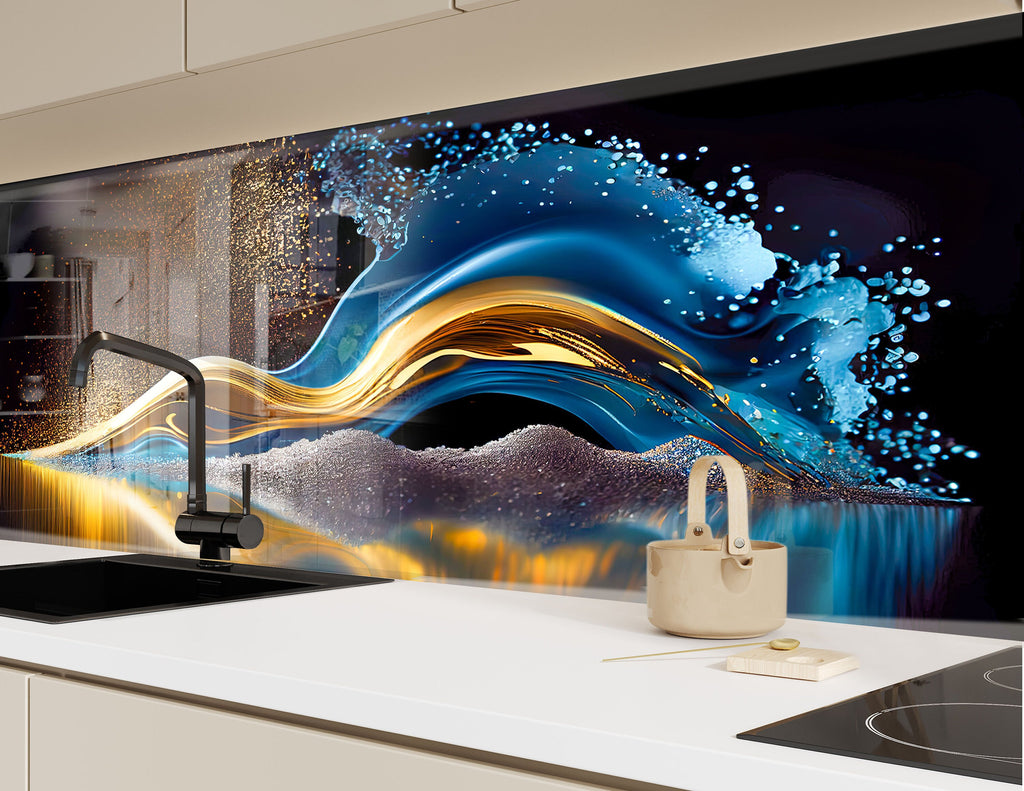 Abstract Tempered Glass Backsplash-BacksplashArtworks